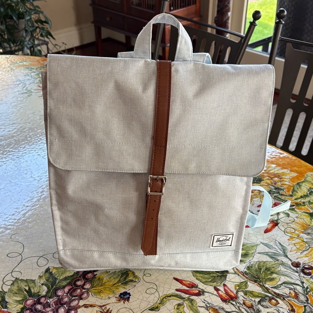Herschel Supply Company Light Blue Backpack with Brown Strap